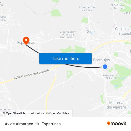 Av de Almargen to Espartinas map