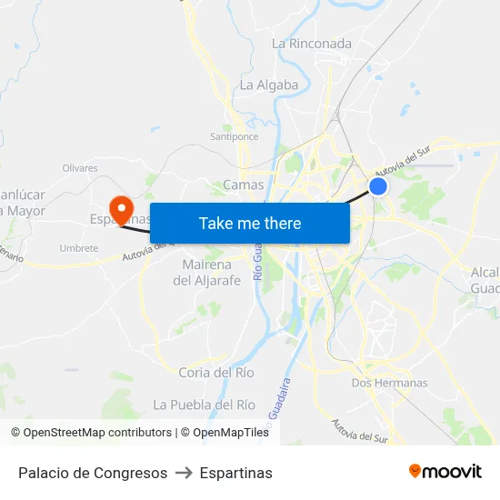 Palacio de Congresos to Espartinas map