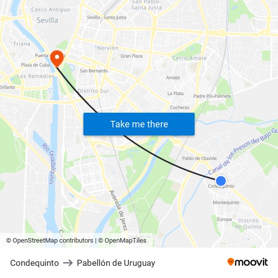 Condequinto to Pabellón de Uruguay map