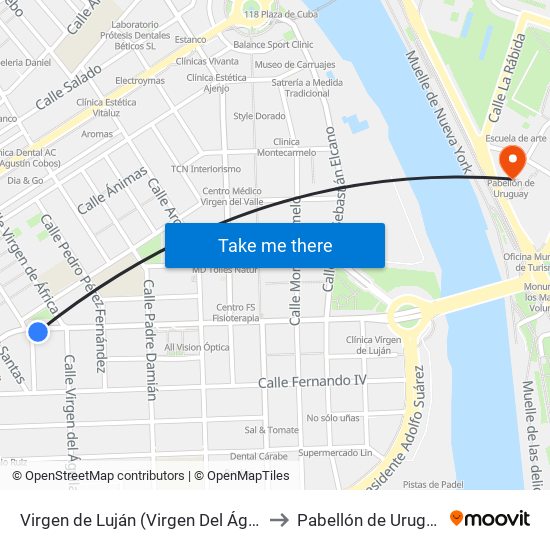 Virgen de Luján (Virgen Del Águila) to Pabellón de Uruguay map