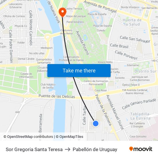 Sor Gregoria Santa Teresa to Pabellón de Uruguay map