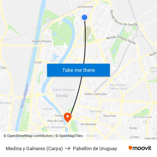 Medina y Galnares (Carpa) to Pabellón de Uruguay map