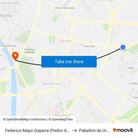 Federico Mayo Gayarre (Pedro de Madrid) to Pabellón de Uruguay map