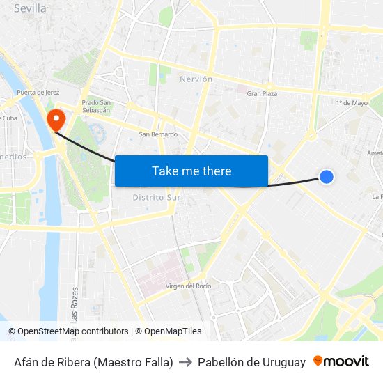 Afán de Ribera (Maestro Falla) to Pabellón de Uruguay map