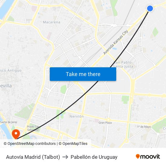 Autovía Madrid (Talbot) to Pabellón de Uruguay map