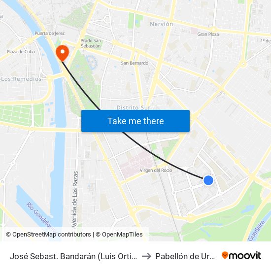 José Sebast. Bandarán (Luis Ortiz Muñoz) to Pabellón de Uruguay map