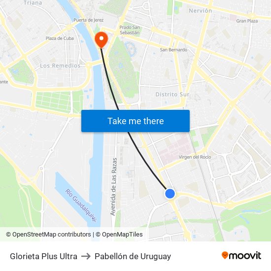 Glorieta Plus Ultra to Pabellón de Uruguay map