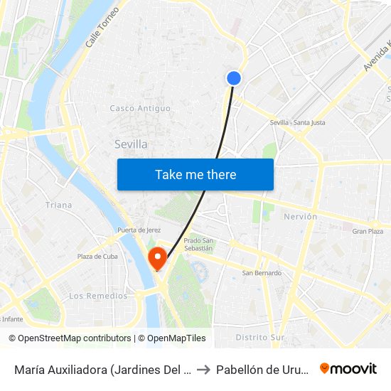 María Auxiliadora (Jardines Del Valle) to Pabellón de Uruguay map