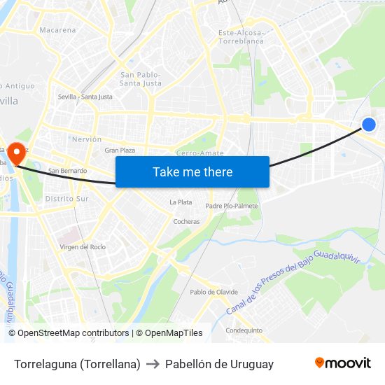 Torrelaguna (Torrellana) to Pabellón de Uruguay map
