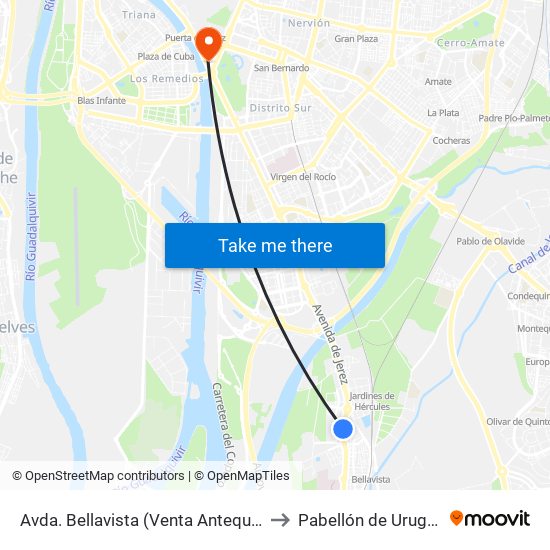 Avda. Bellavista (Venta Antequera) to Pabellón de Uruguay map