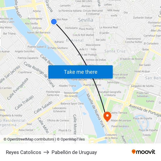 Reyes Catolicos to Pabellón de Uruguay map