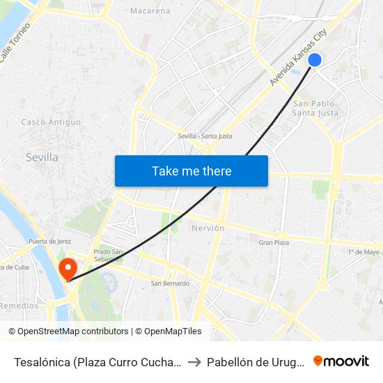 Tesalónica (Plaza Curro Cuchares) to Pabellón de Uruguay map