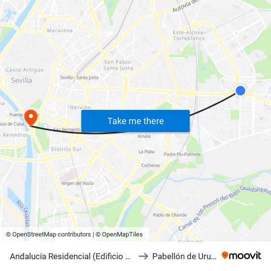 Andalucía Residencial (Edificio Málaga) to Pabellón de Uruguay map