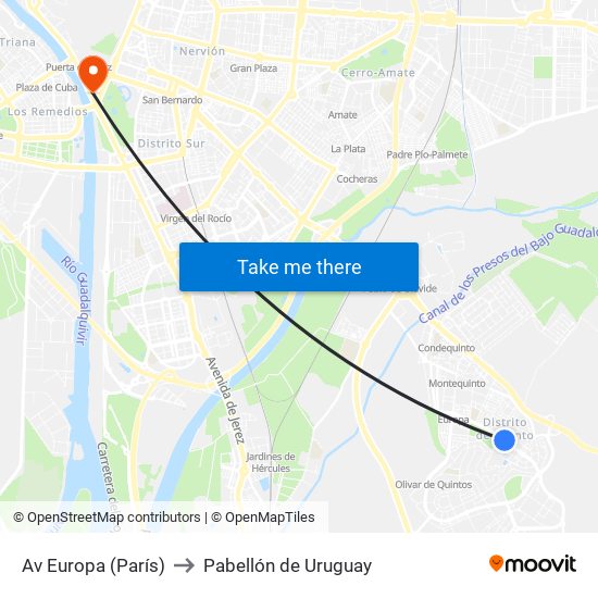 Av Europa (París) to Pabellón de Uruguay map