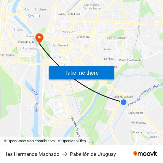 Ies Hermanos Machado to Pabellón de Uruguay map