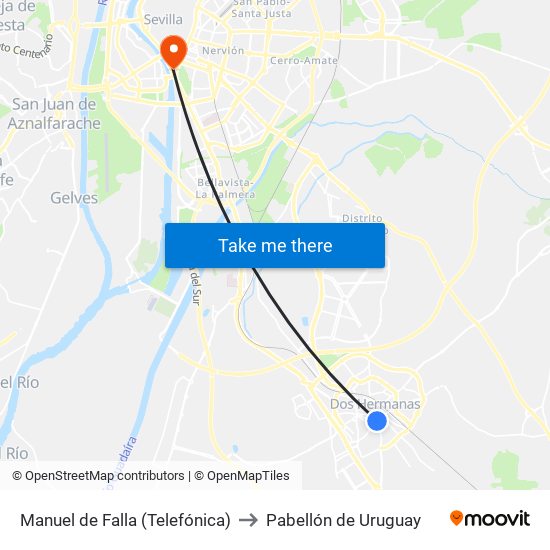 Manuel de Falla (Telefónica) to Pabellón de Uruguay map