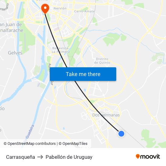 Carrasqueña to Pabellón de Uruguay map