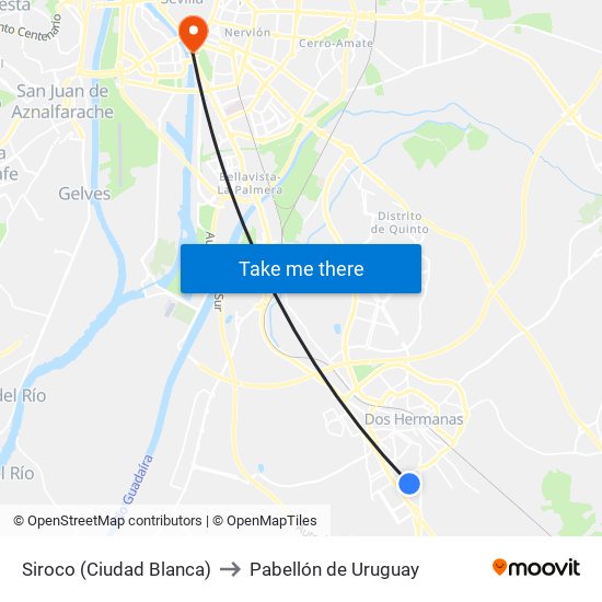 Siroco (Ciudad Blanca) to Pabellón de Uruguay map