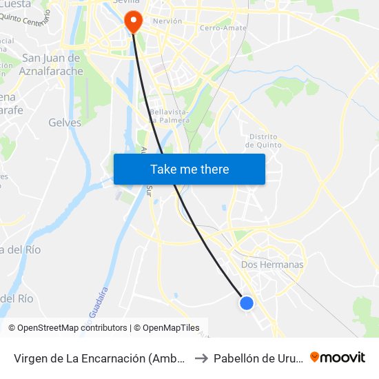 Virgen de La Encarnación (Ambulatorio) to Pabellón de Uruguay map