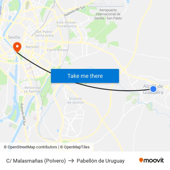 C/ Malasmañas (Polvero) to Pabellón de Uruguay map