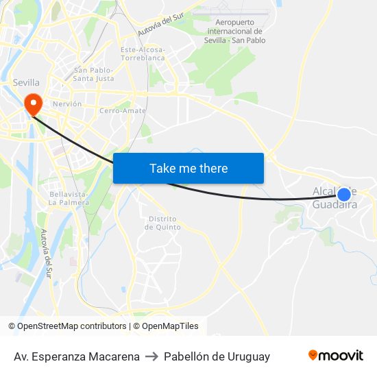 Av. Esperanza Macarena to Pabellón de Uruguay map