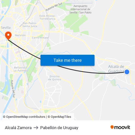 Alcalá Zamora to Pabellón de Uruguay map