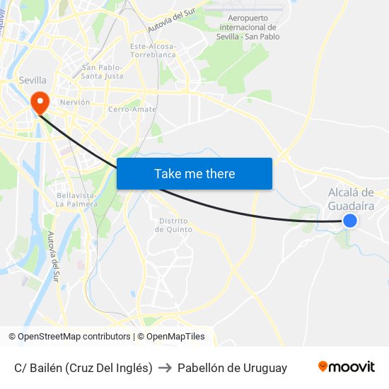 C/ Bailén (Cruz Del Inglés) to Pabellón de Uruguay map