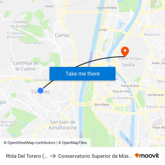 Rtda Del Torero (V) to Conservatorio Superior de Música map