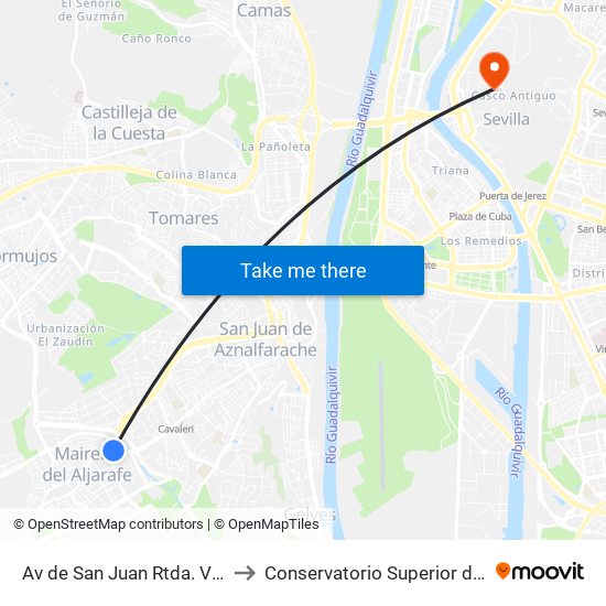 Av de San Juan Rtda. Vitalia (V) to Conservatorio Superior de Música map