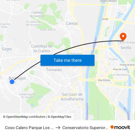 Coso Calero Parque Los Alamos (V) to Conservatorio Superior de Música map