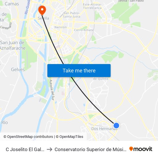 C Joselito El Gallo to Conservatorio Superior de Música map