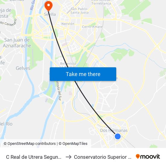 C Real de Utrera Segunda Parada to Conservatorio Superior de Música map