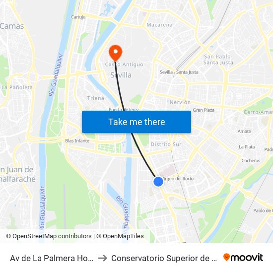 Av de La Palmera Hospital to Conservatorio Superior de Música map