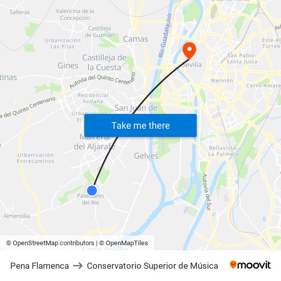 Pena Flamenca to Conservatorio Superior de Música map
