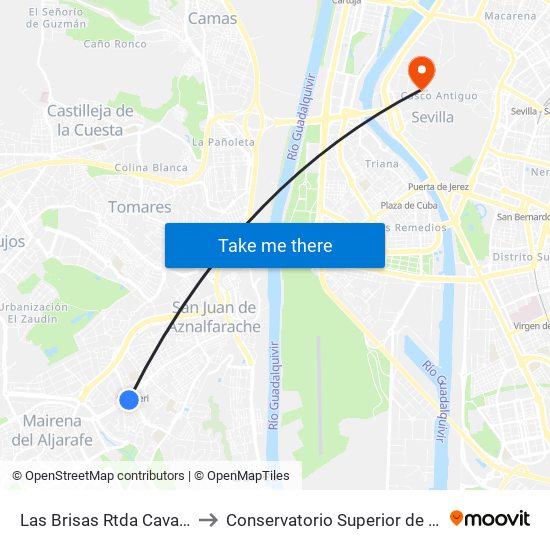 Las Brisas Rtda Cavaleri (I) to Conservatorio Superior de Música map