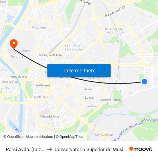 Parsi  Avda. (Ibiza) to Conservatorio Superior de Música map