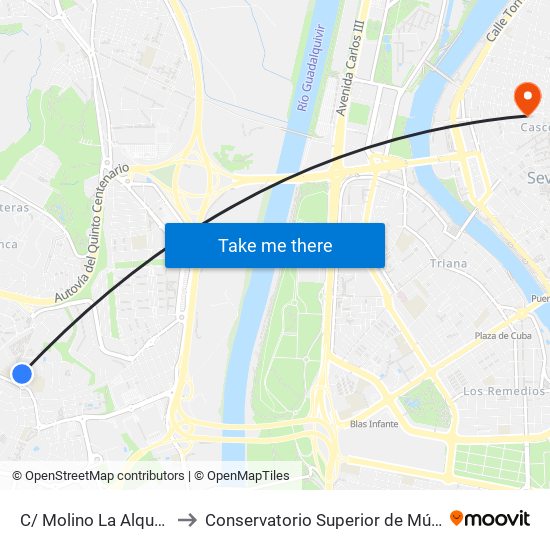 C/ Molino La Alquería to Conservatorio Superior de Música map