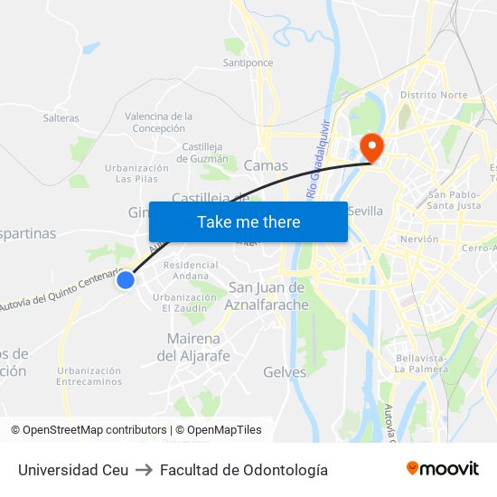 Universidad Ceu to Facultad de Odontología map
