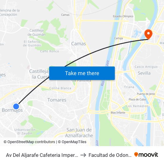 Av Del Aljarafe Cafeteria Imperial (Frente) to Facultad de Odontología map