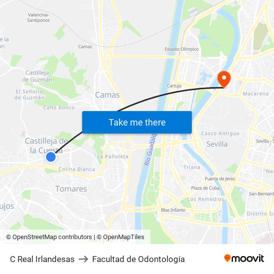 C Real Irlandesas to Facultad de Odontología map