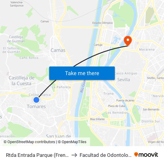 Rtda Entrada Parque (Frente)) to Facultad de Odontología map