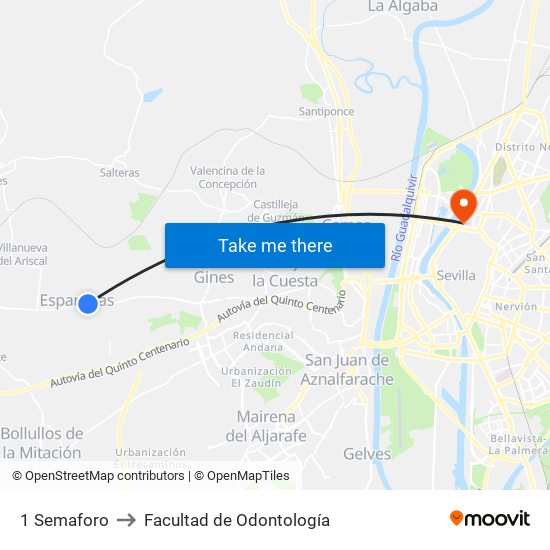 1 Semaforo to Facultad de Odontología map
