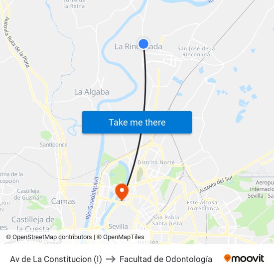 Av de La Constitucion (I) to Facultad de Odontología map