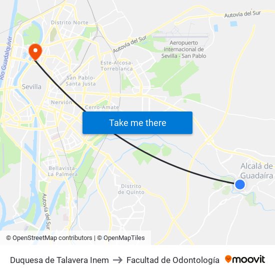 Duquesa de Talavera Inem to Facultad de Odontología map