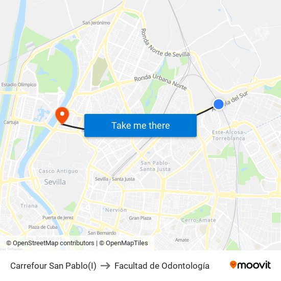 Carrefour San Pablo(I) to Facultad de Odontología map