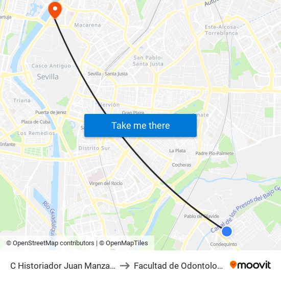 C Historiador Juan Manzano to Facultad de Odontología map