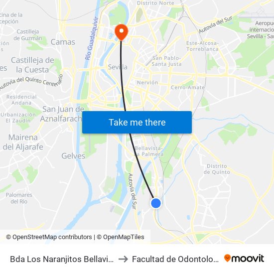Bda Los Naranjitos Bellavista to Facultad de Odontología map
