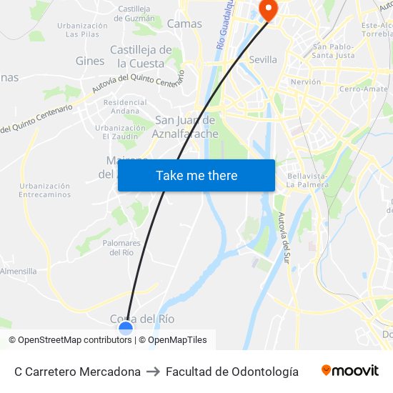 C Carretero Mercadona to Facultad de Odontología map