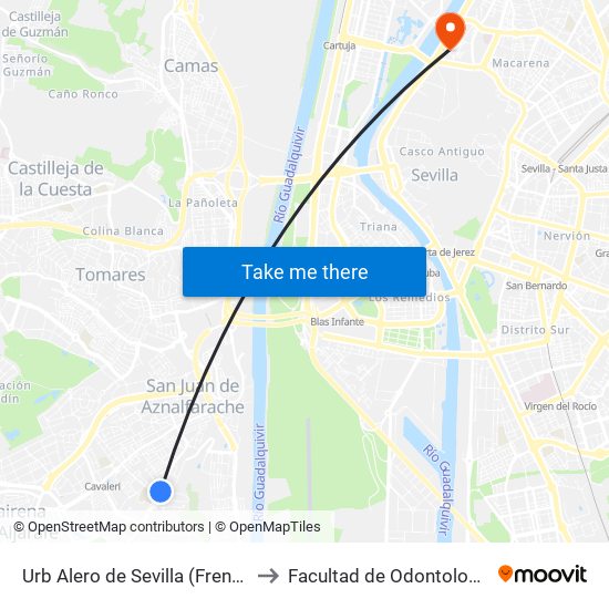 Urb Alero de Sevilla (Frente) to Facultad de Odontología map