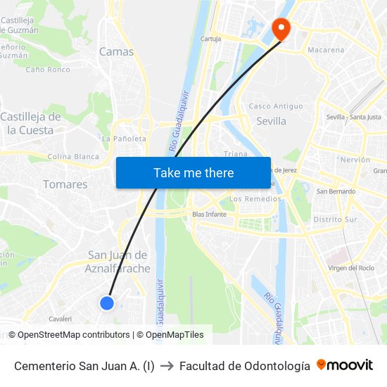Cementerio San Juan A. (I) to Facultad de Odontología map